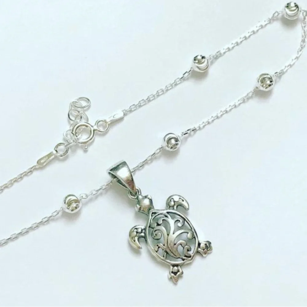 Silver Turtle Anklet - Picture 2 of 4